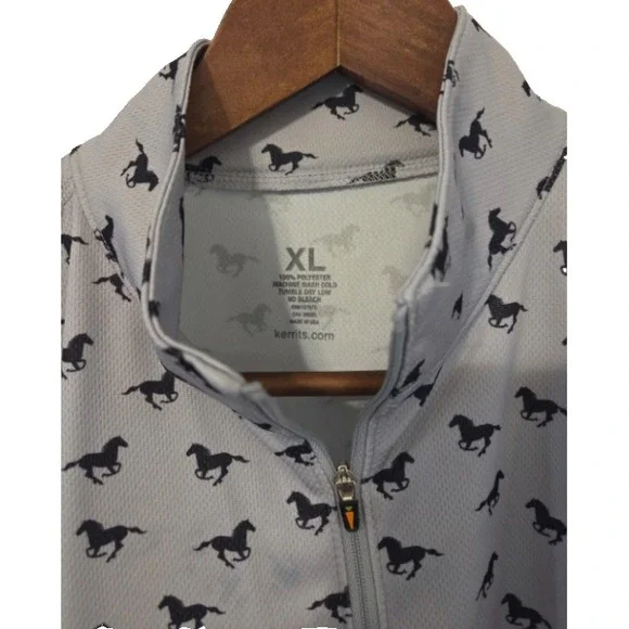 Kerrits Riding Top Equestrian AOP 1/4 Zip Short Sleeve Shirt Womens XL Vented - Picture 2 of 6